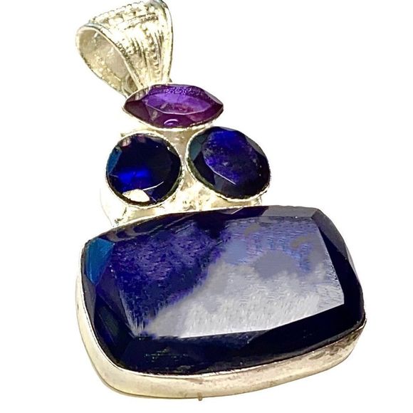 Amethyst Pendant Handmade Stampd 925 - Picture 6 of 10